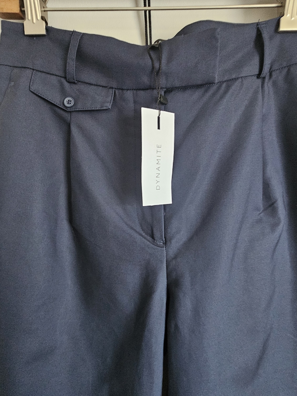 Dynamite Navy High-Waisted Pleated Trousers - Wide Leg